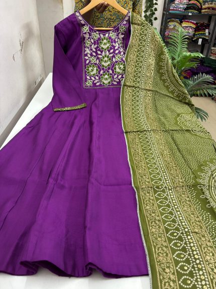 Vatican Silk Anarkali Kurti With Dupatta Set