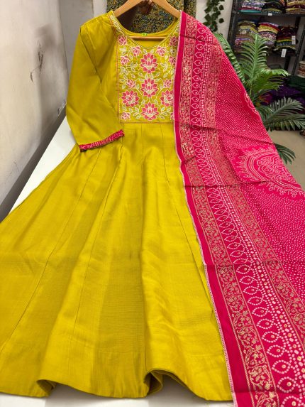 Vatican Silk Anarkali Kurti With Dupatta Set