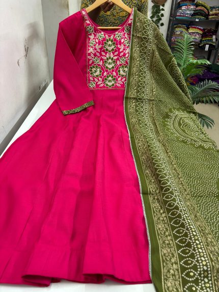 Vatican Silk Anarkali Kurti With Dupatta Set