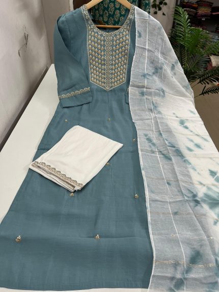 Kurti With Pant & Dupatta Set