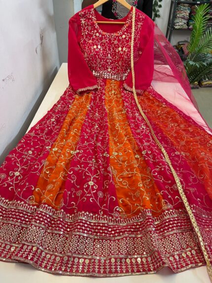 Beautiful Full Length Panel Cut Georgette Gown
