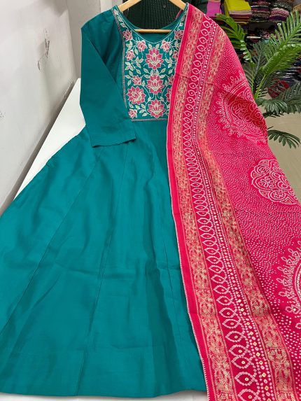 Vertican Silk Anarkali Kurti With Dupatta