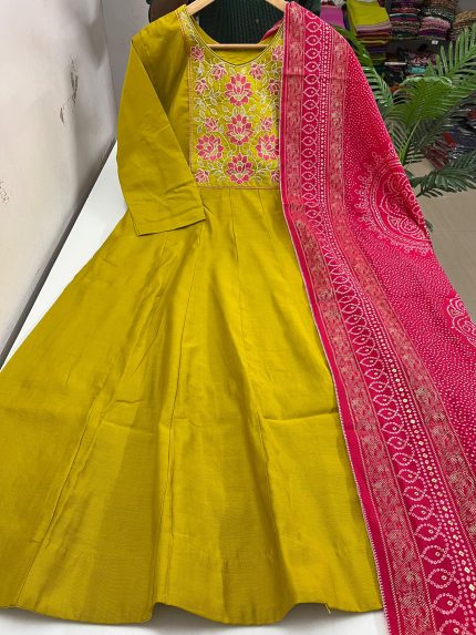 Vertican Silk Anarkali Kurti With Dupatta