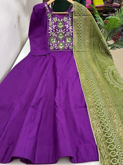 Vertican Silk Anarkali Kurti With Dupatta