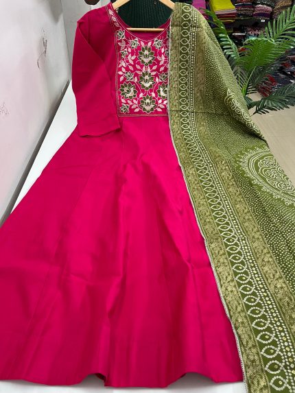 Vertican Silk Anarkali Kurti With Dupatta