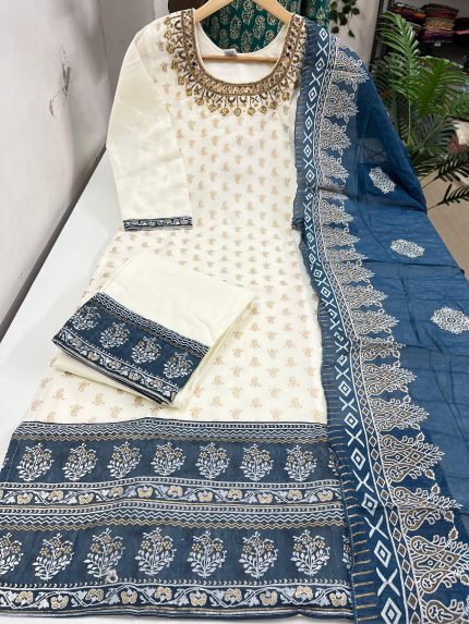 Kurti With Pant & Dupatta Set