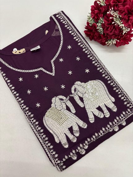 Elephant Design Rayon Kurti