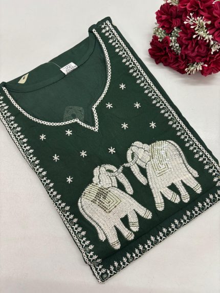 Elephant Design Rayon Kurti