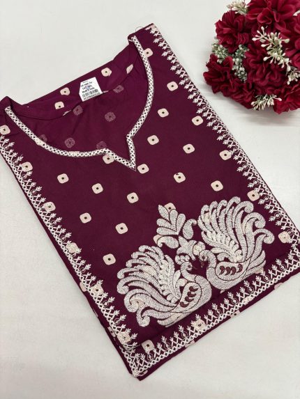 Peacock Design Rayon Kurti
