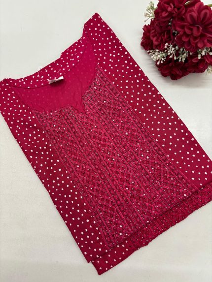 Lace Work Rayon Kurti