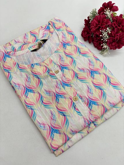 Rayon Crochet Sequence Kurti