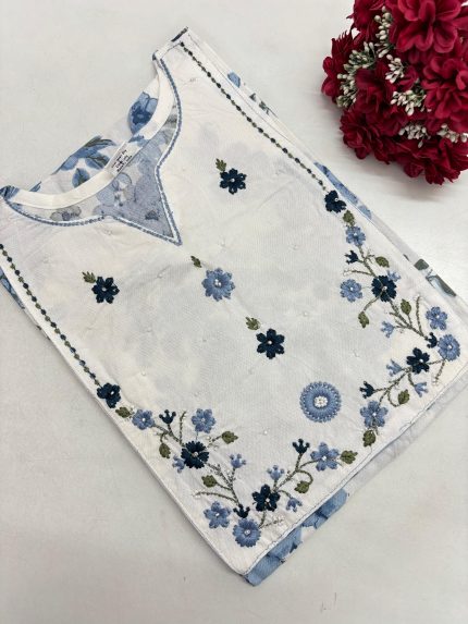 Floral Design Cotton Rayon Blend Kurti