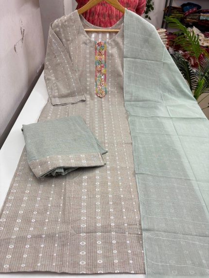 Cotton Kurti With Pant & Dupatta Set