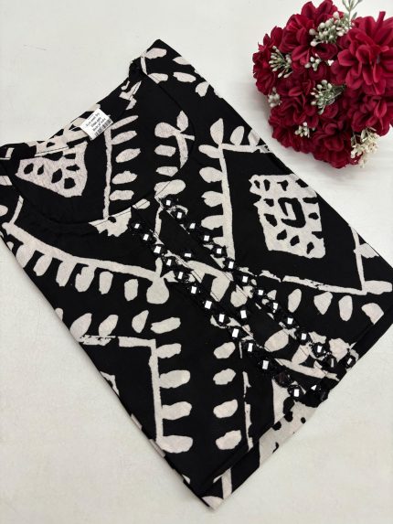 Women’s Ethnic Short Kurti ( Black )