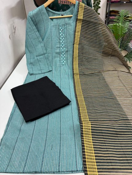 Cotton Kurti With Pant & Dupatta Set