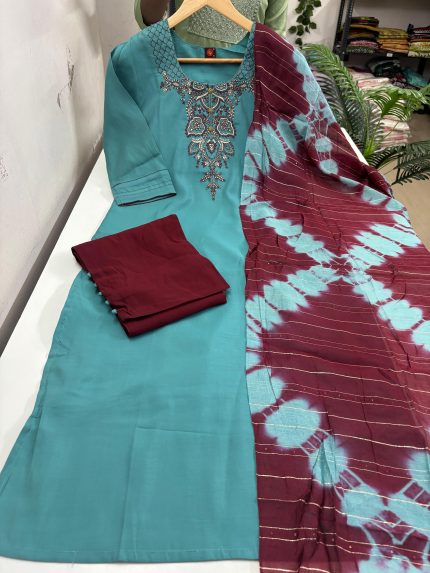 Kurti With Pant & Dupatta Set