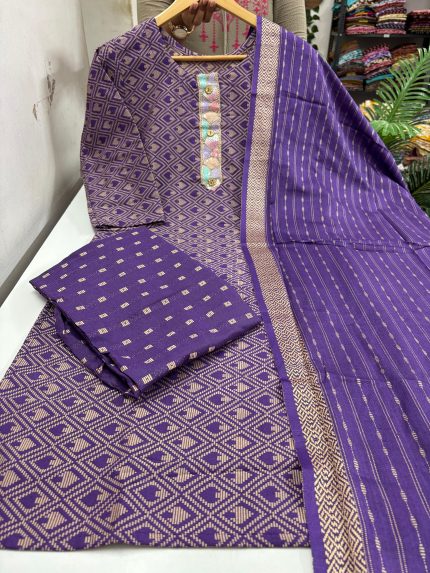 Cotton Kurti With Pant & Dupatta Set