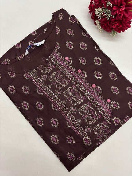 Office Wear Rayon Embroidery  Kurti