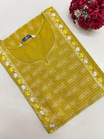 Office Wear Rayon Embroidery Kurti