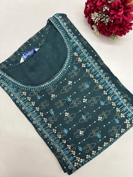 Office Wear Rayon Embroidery Kurti