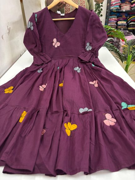 Mul Cotton Butterfly Design Frock