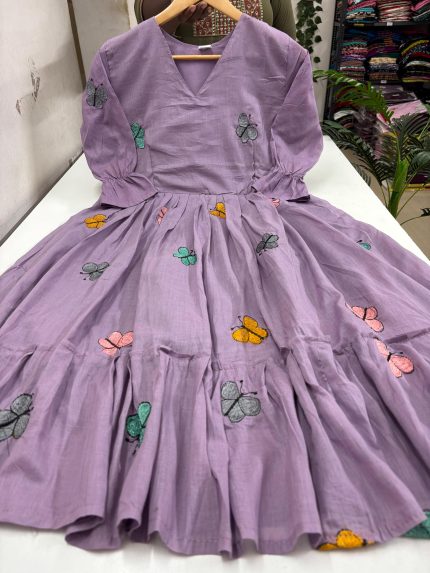 Mul Cotton Butterfly Design Frock