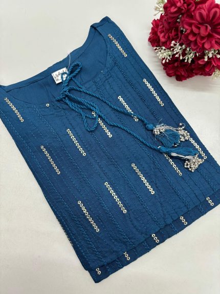 Sequins Work Rayon Kurti