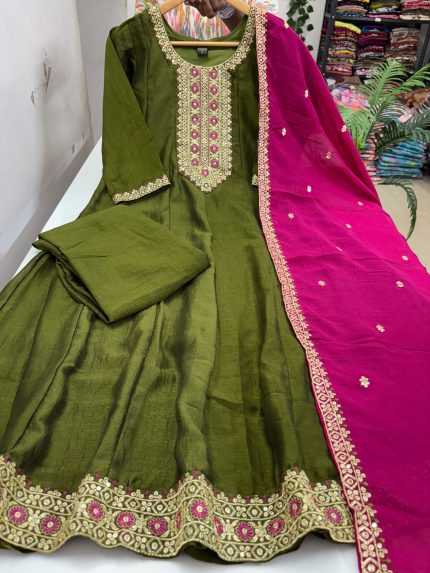 Vichitra Silk Anarkali Set