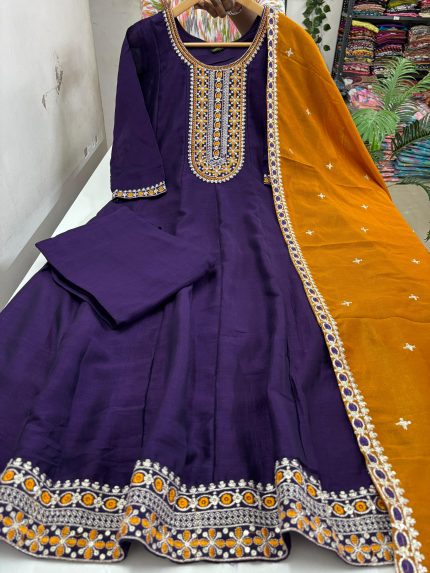 Vichitra Silk Anarkali Set