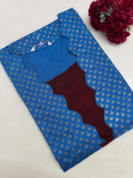 Printed Silk Side Open Kurti