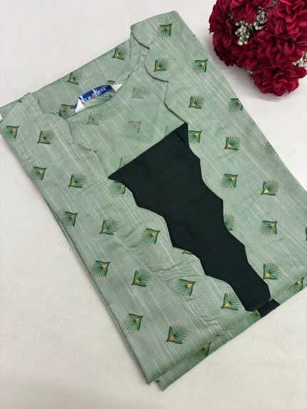 Printed Silk Side Open Kurti