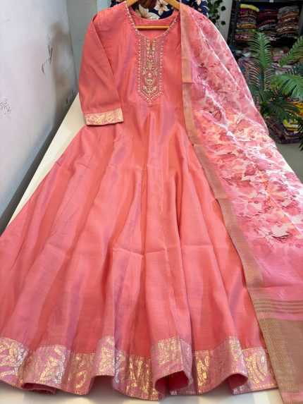 Roman Silk Anarkali Dupatta Set