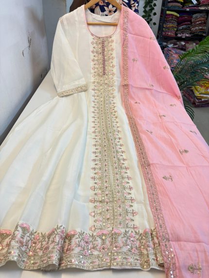 Roman Silk Anarkali Dupatta Set