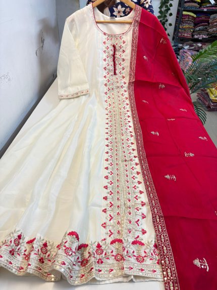 Roman Silk Anarkali Dupatta Set