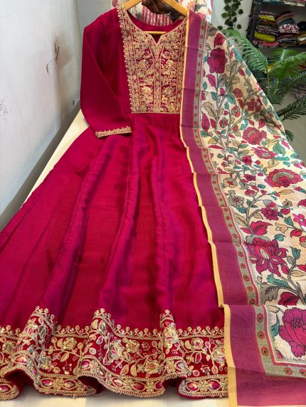 Vichitra Silk Anarkali With Dupatta Set