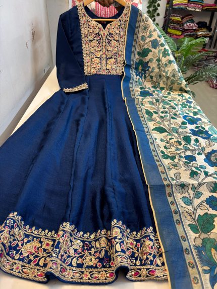 Vichitra Silk Anarkali With Dupatta Set