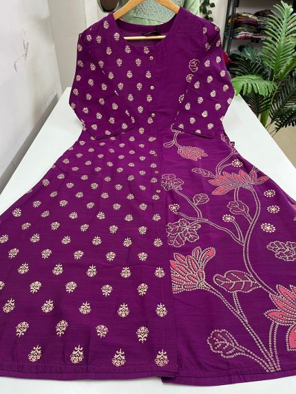 Semi Raw Silk A Line Kurti