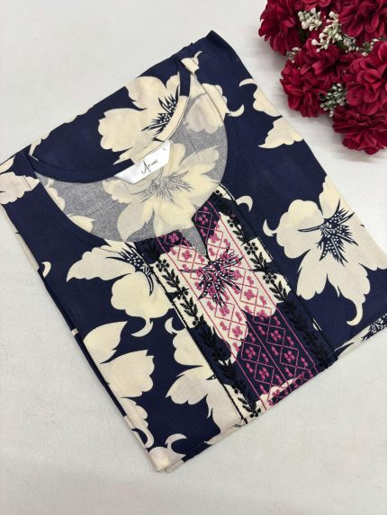 Office Wear Rayon Embroidery Kurti