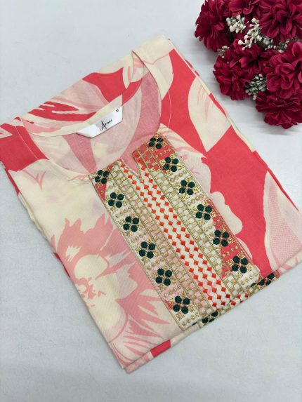 Office Wear Rayon Embroidery Kurti