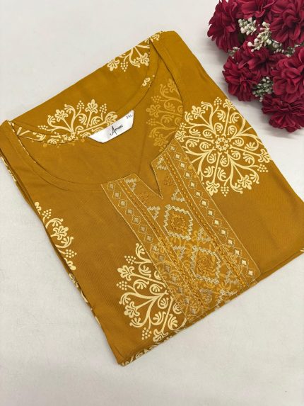 Office Wear Rayon Embroidery Kurti