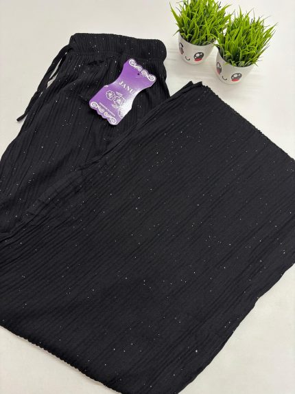 Premium Glitter Palazzo Pant – BLACK